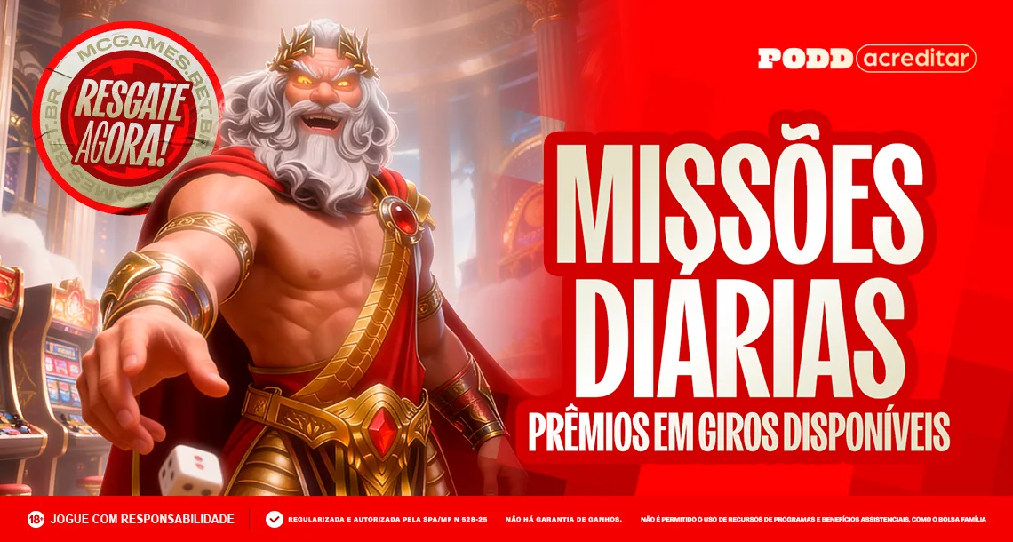 Imagem ilustrativa das Missões do Dia da MC Games com o jogo Gates of Olympus Dice 1000