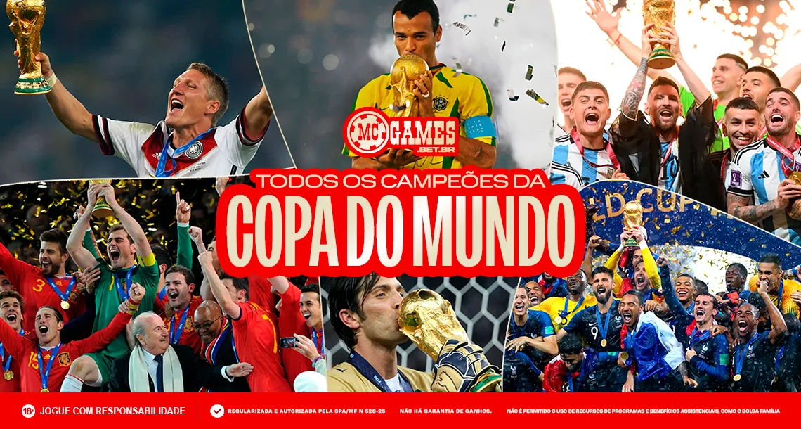 Imagem ilustrativa sobre as seleções que conquistaram a Copa do Mundo