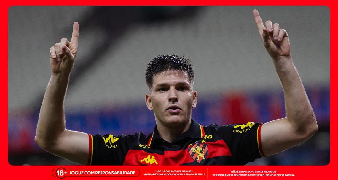 Imagem ilustrativa do atacante Perotti em ação pelo Sport. Foto: Paulo Matheus/SCR