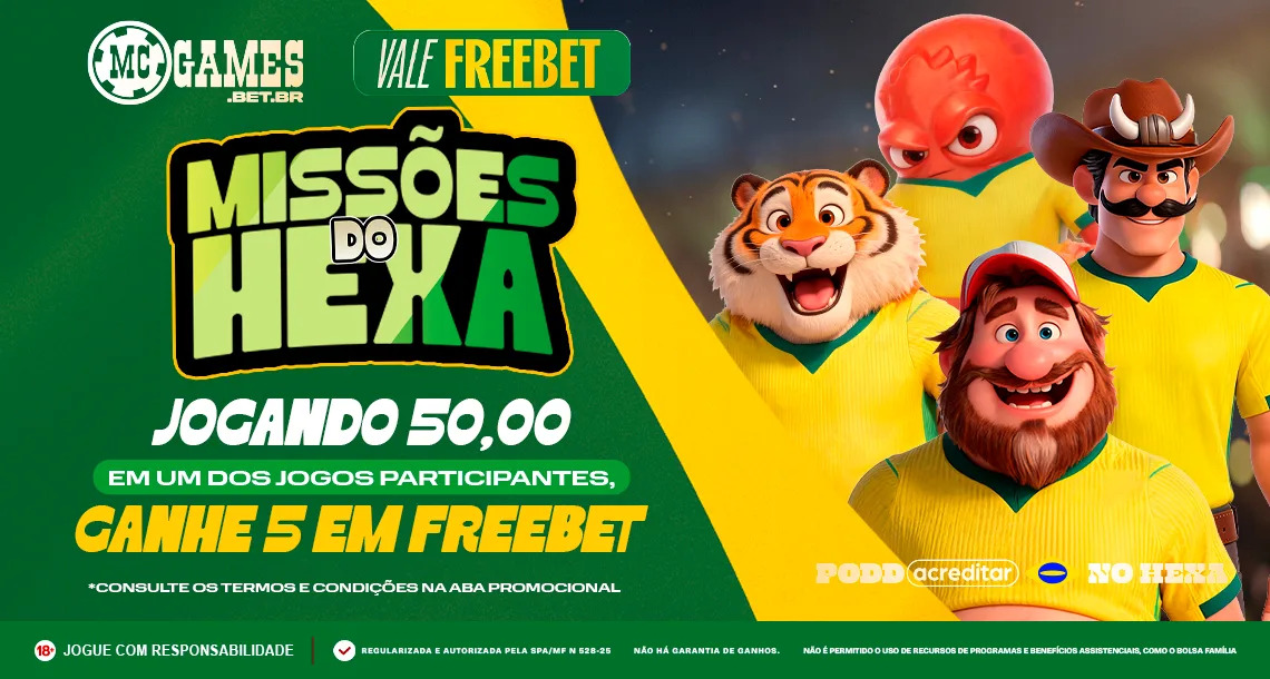 Imagem ilustrativa sobre as "Missões do Hexa" da MC Games