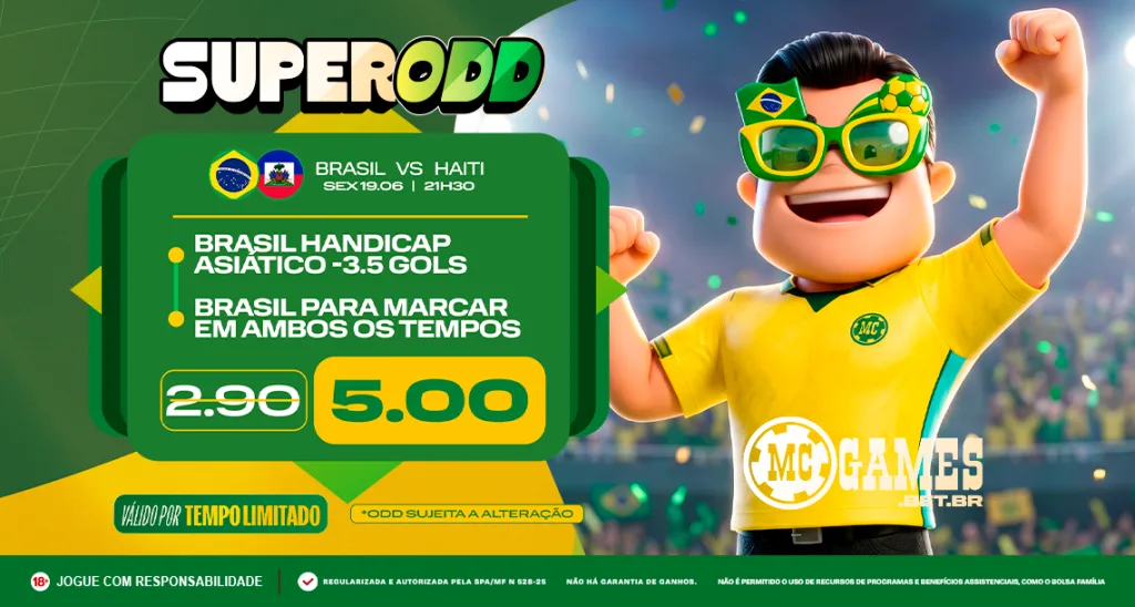 Imagem ilustrativa da Super Odd da MC Games para Brasil x Haiti