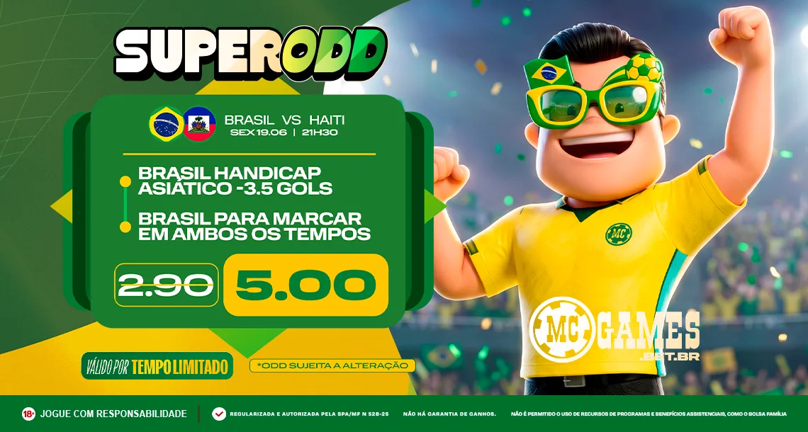 Imagem ilustrativa da Super Odd da MC Games para Brasil x Haiti