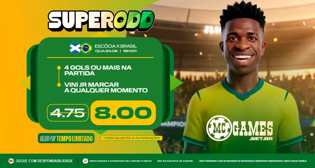 Imagem ilustrativa sobre a Super Odd da MC Games para Brasil x Escócia