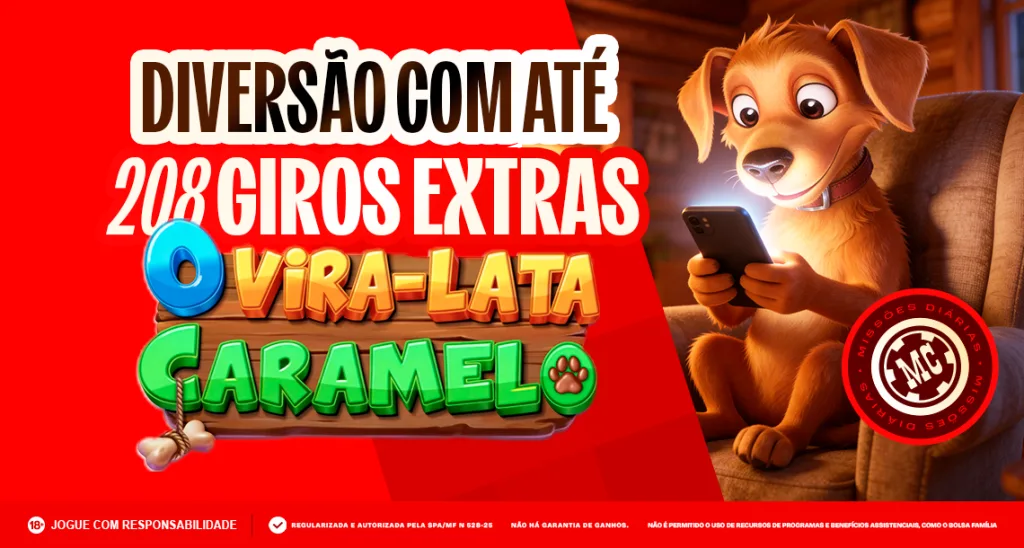 Imagem ilustrativa das Missões do Dia da MC Games com o jogo O Vira Lata Caramelo