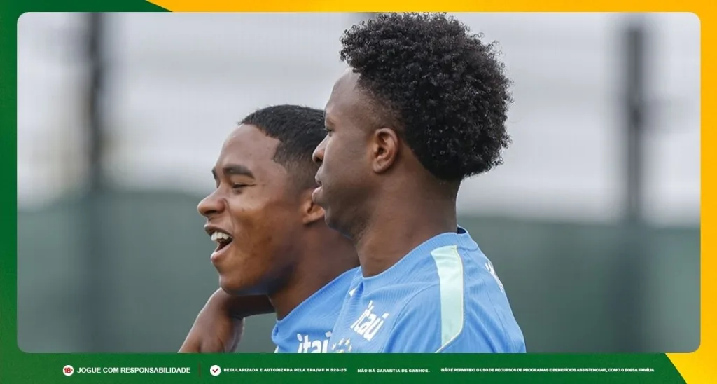 Imagem ilustrativa de Endrick e Vini Jr, atacantes da Seleção Brasileira. Foto: Instagram/Brasil