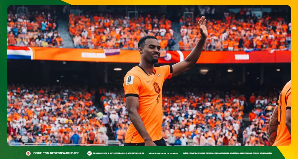 Imagem ilustrativa de Gravenberch, volante da Holanda. Foto: Instagram/Holanda