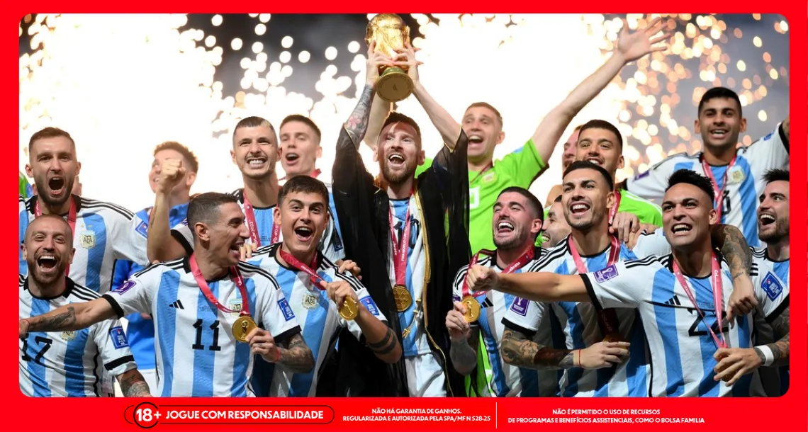 Imagem ilustrativa da Argentina levantando a Copa do Mundo de 2022. Foto: Instagram/Argentina