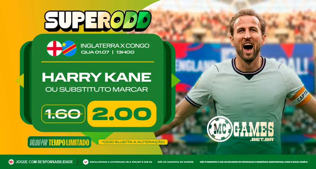 Imagem ilustrativa sobre a Super Odd da MC Games para Inglaterra x RD Congo