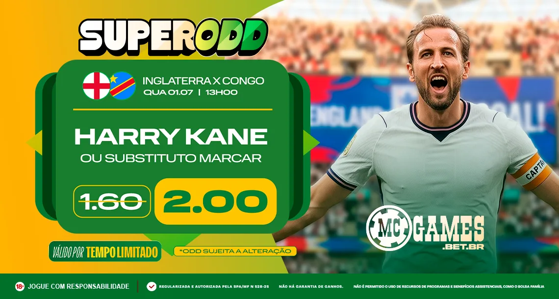 Imagem ilustrativa sobre a Super Odd da MC Games para Inglaterra x RD Congo