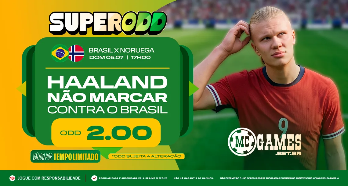 Imagem ilustrativa sobre a Super Odd da MC Games para Brasil x Noruega pela Copa do Mundo 2026